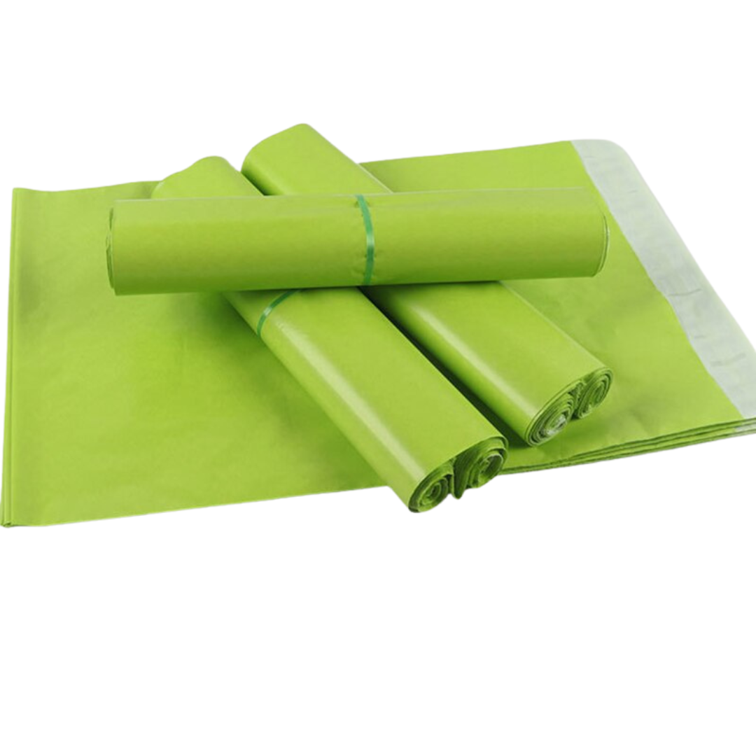 Set 100 buc pungi curierat 350x450 mm, fara buzunar, 60 µm, verde, PE (polietilena), NEW