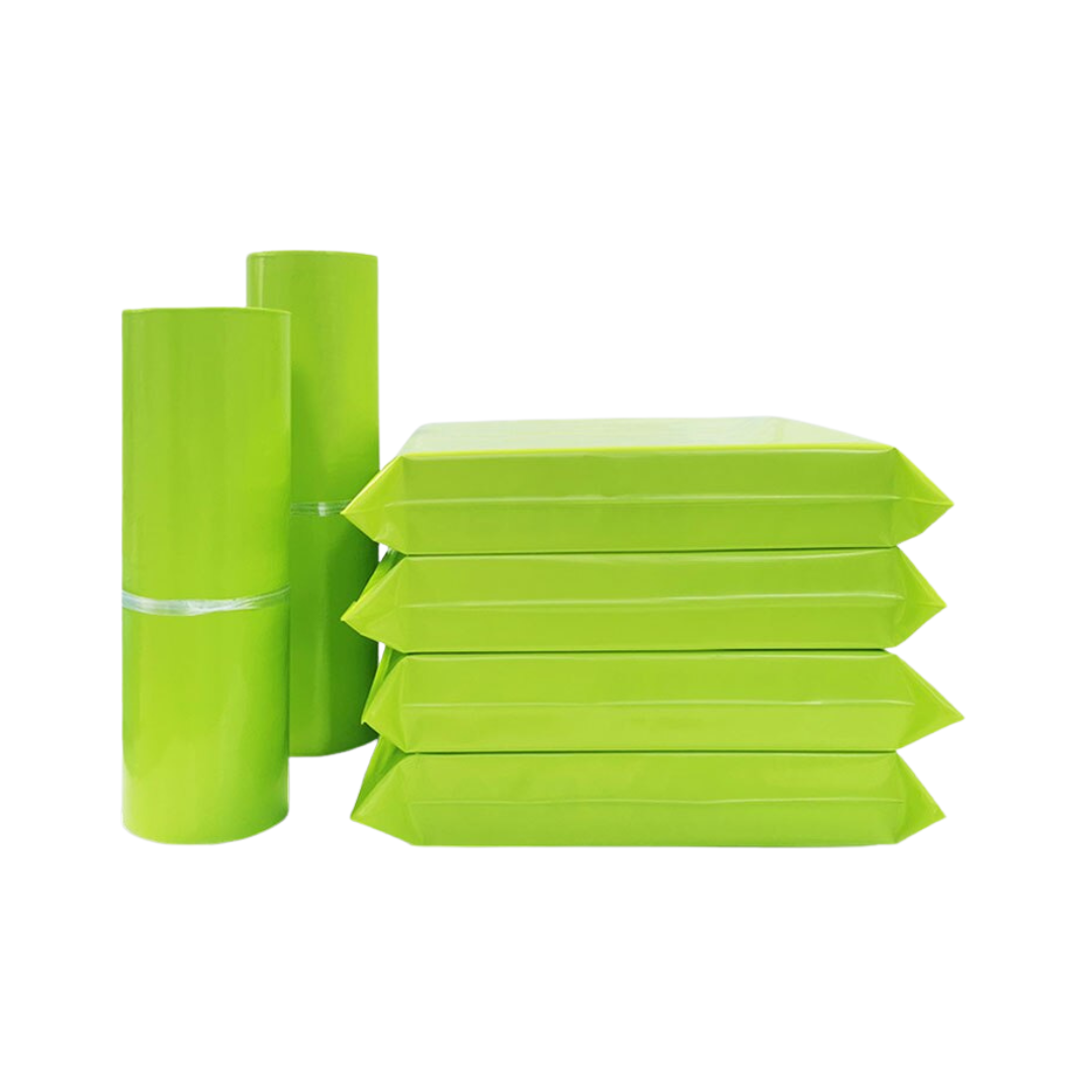 Set 100 buc pungi curierat 350x450 mm, fara buzunar, 60 µm, verde, PE (polietilena), NEW