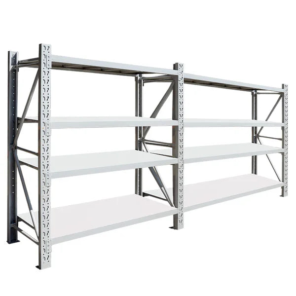 Semiraft metalic profesional, 4 polite metalice, 200x200x60cm, 200kg/polita, montare prin imbinare, alb