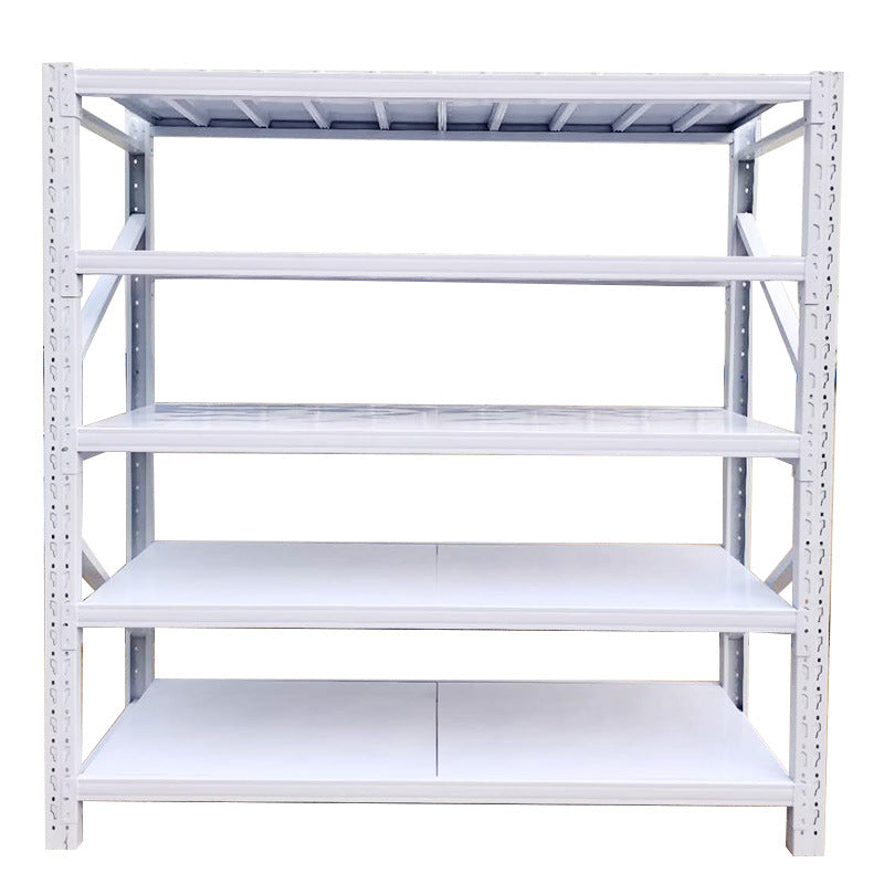 Raft metalic profesional, 5 polite metalice, 150x50x200cm, 100kg/polita, montare prin imbinare, alb