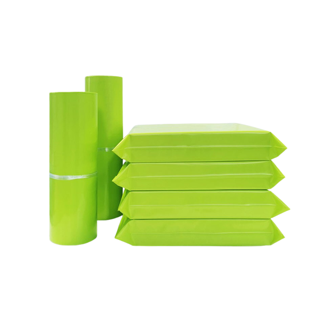Set 100 buc pungi curierat 350x450 mm, fara buzunar, 60 µm, verde, PE (polietilena), NEW