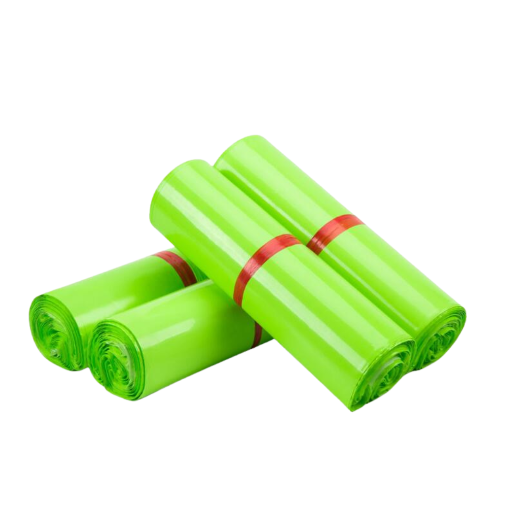 Set 100 buc pungi curierat 350x450 mm, fara buzunar, 60 µm, verde, PE (polietilena), NEW