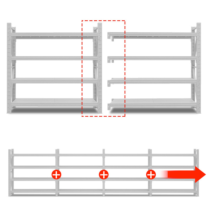 Semiraft metalic profesional, 4 polite metalice, 200x200x60cm, 200kg/polita, montare prin imbinare, alb