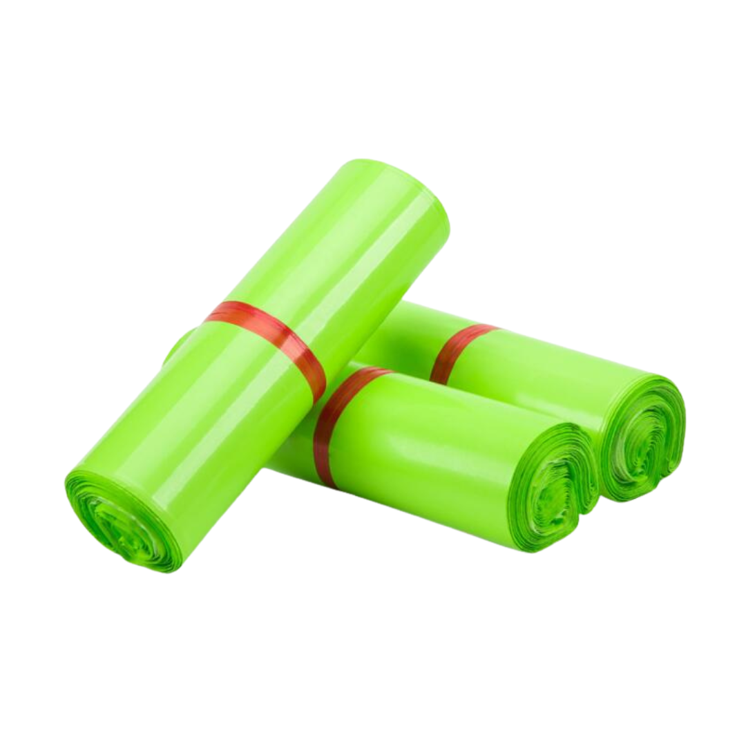 Set 100 buc pungi curierat 350x450 mm, fara buzunar, 60 µm, verde, PE (polietilena), NEW