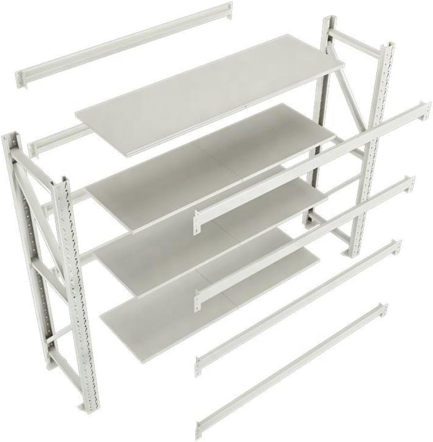 Raft metalic profesional, 4 polite metalice, 200x200x60cm, 200kg/polita, montare prin imbinare, alb