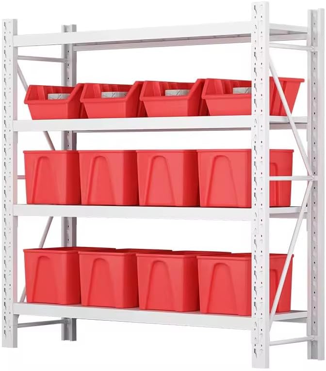 Raft metalic profesional, 4 polite metalice, 200x200x60cm, 200kg/polita, montare prin imbinare, alb