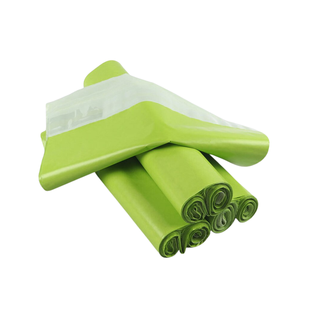 Set 100 buc pungi curierat 350x450 mm, fara buzunar, 60 µm, verde, PE (polietilena), NEW