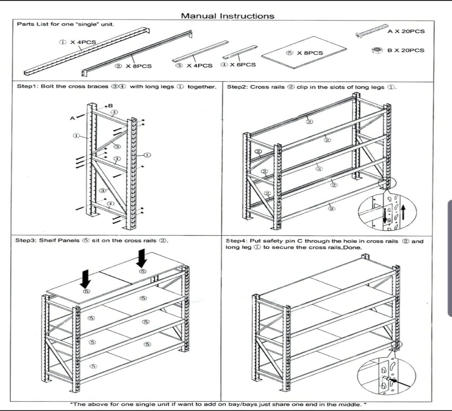 Raft metalic profesional, 4 polite metalice, 200x200x60cm, 200kg/polita, montare prin imbinare, alb