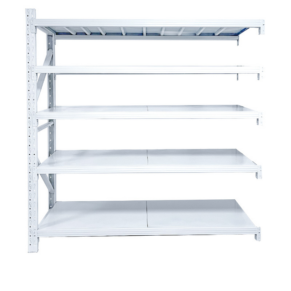 Semiraft metalic profesional, 5 polite metalice, 150x50x200cm, 100kg/polita, montare prin imbinare, alb