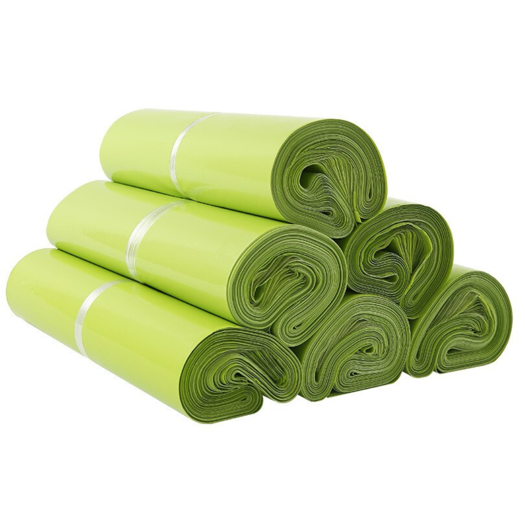 Set 100 buc pungi curierat 350x450 mm, fara buzunar, 60 µm, verde, PE (polietilena), NEW