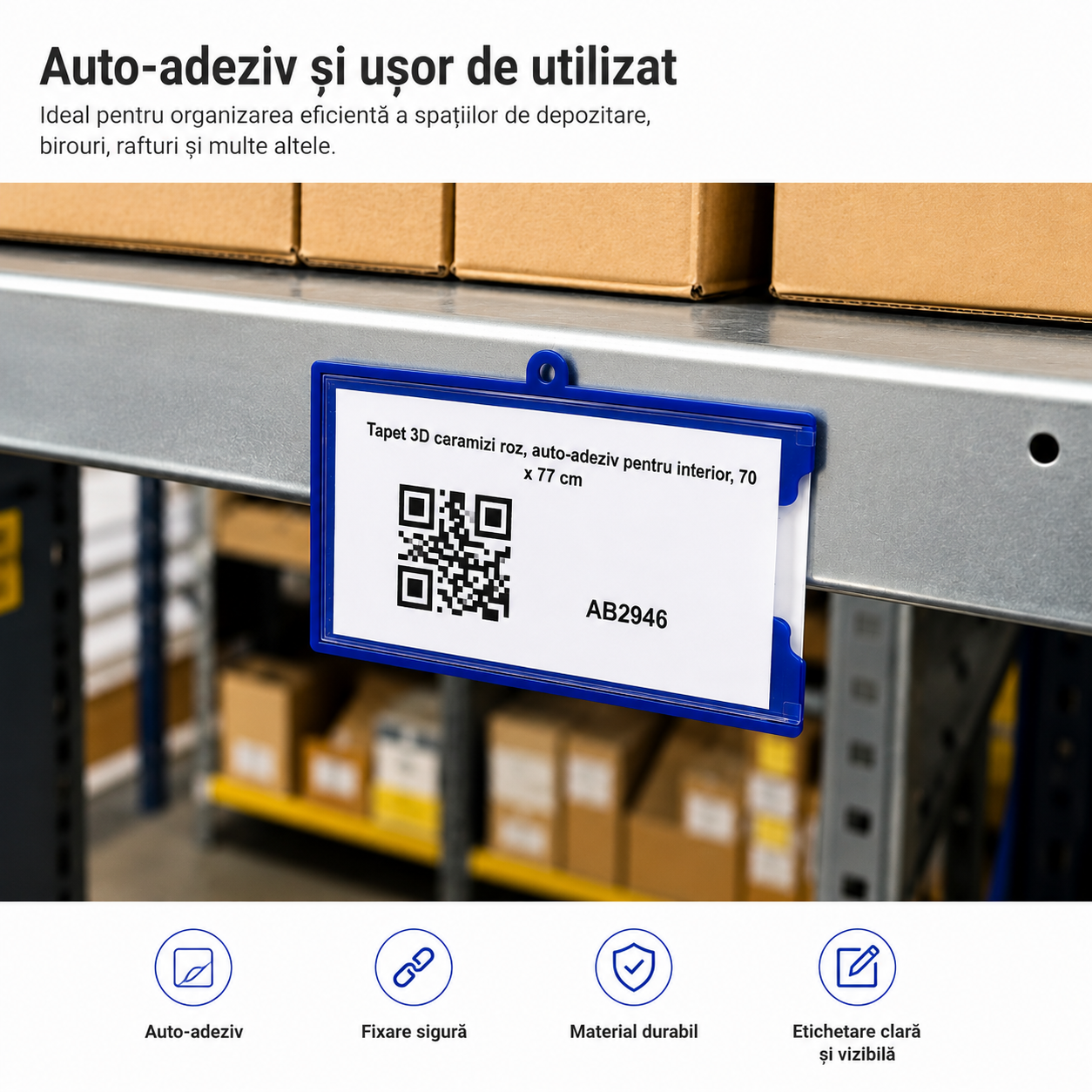 Set 10 suporturi din plastic cu prindere magnetica pentru etichete 55x100 mm pentru depozit si rafturi