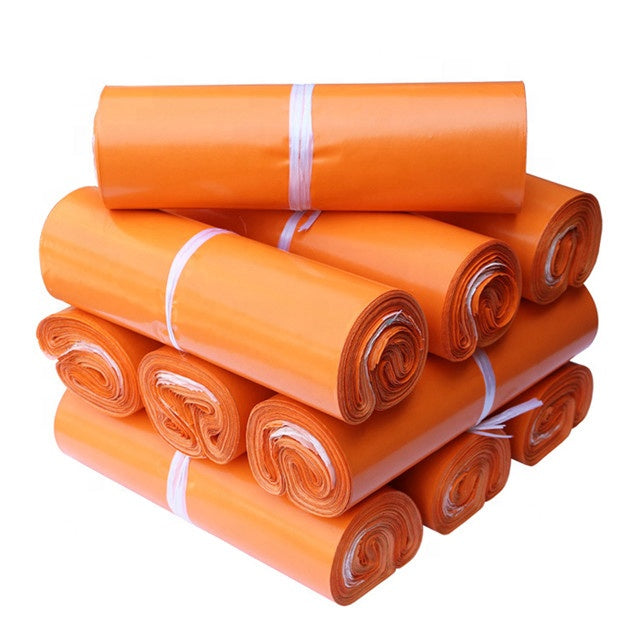 Set 100 buc pungi curierat 600x800 mm, fara buzunar, 60 µm, portocaliu, PE (polietilena), NEW