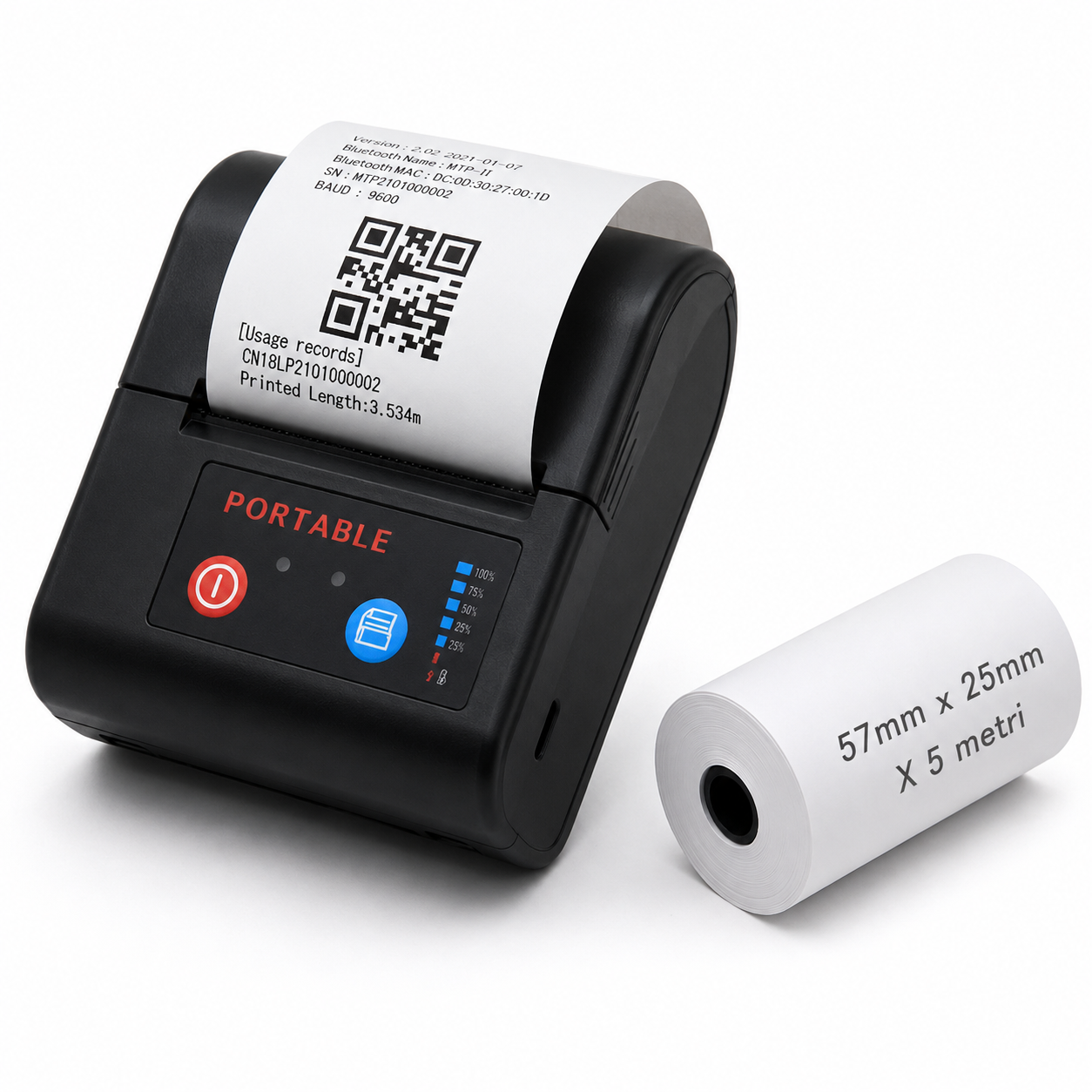 Imprimanta termica portabila 58mm, Bluetooth, wireless, pentru etichete si chitante, Android si iOS