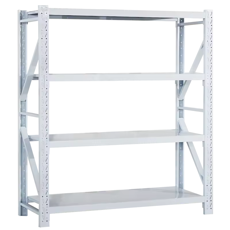 Raft metalic profesional, 4 polite metalice, 200x200x60cm, 200kg/polita, montare prin imbinare, alb