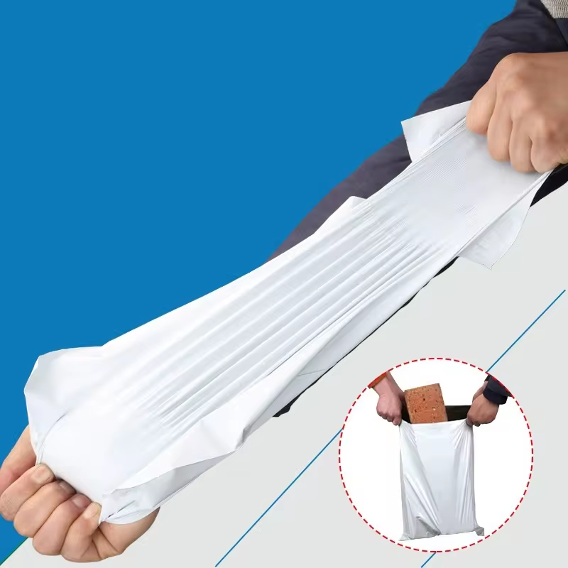 Set 100 buc pungi curierat 350x450 mm, fara buzunar, 55 µm, gri-alb, PE (polietilena)