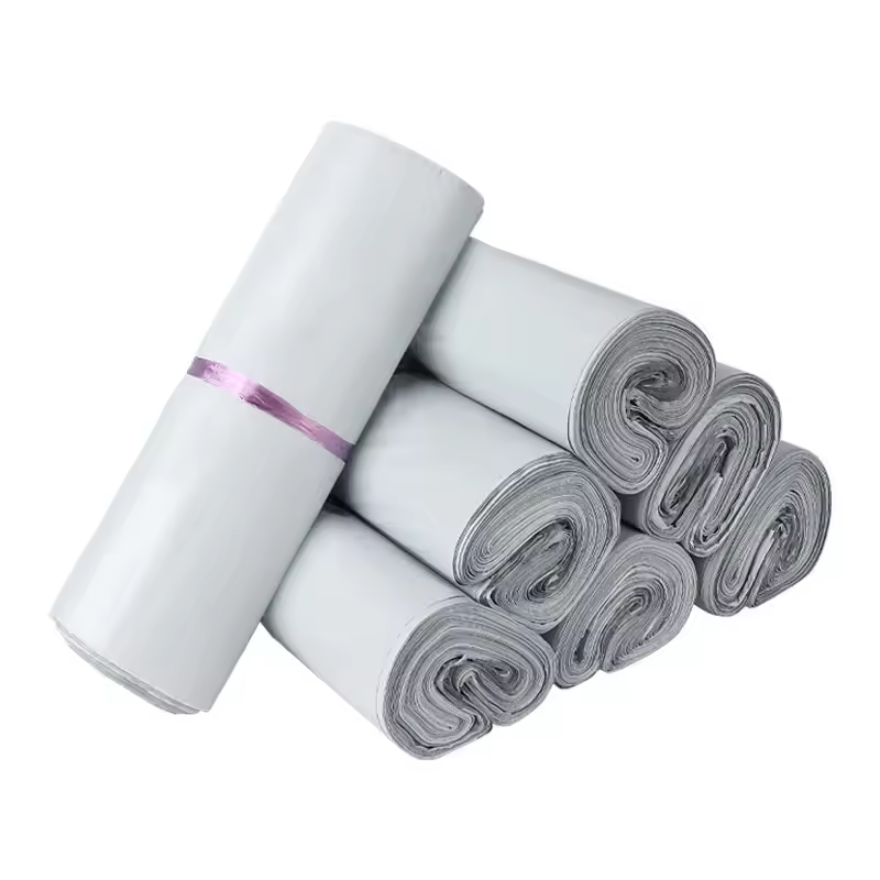 Set 100 buc pungi curierat 350x450 mm, fara buzunar, 55 µm, gri-alb, PE (polietilena)