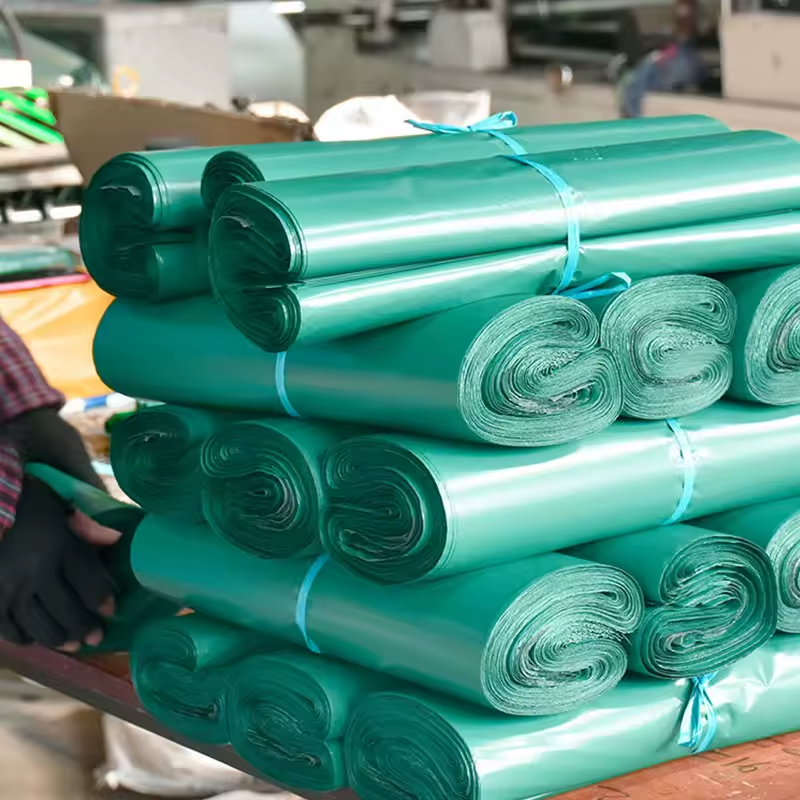 Set 100 buc pungi curierat 300x420 mm, fara buzunar, 45 µm, Verde, PE (polietilena)