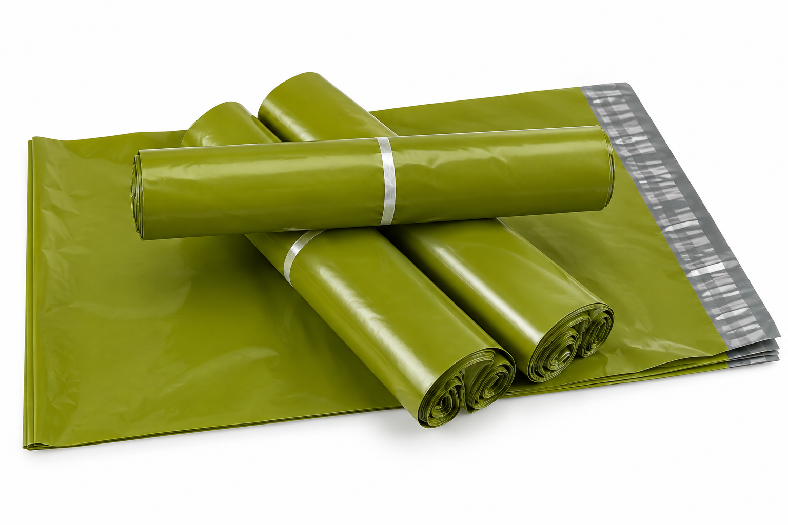 Set 100 buc pungi curierat 350x450 mm, 60 µm, Verde/Fistic, PE (polietilena), NEW