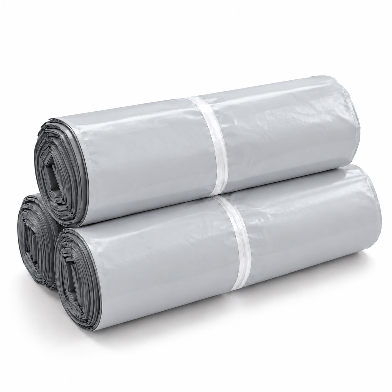 Set 100 buc pungi curierat 350x450 mm, 55 µm, gri-alb, PE (polietilena)