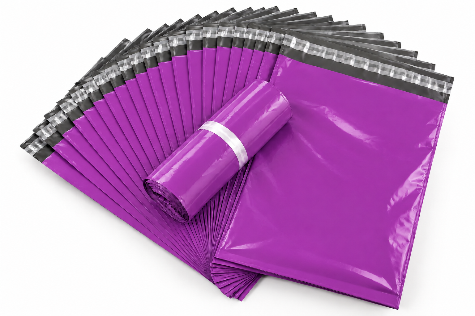 Set 100 buc pungi curierat 320x460 mm, 40 µm, Mov, PE (polietilena)