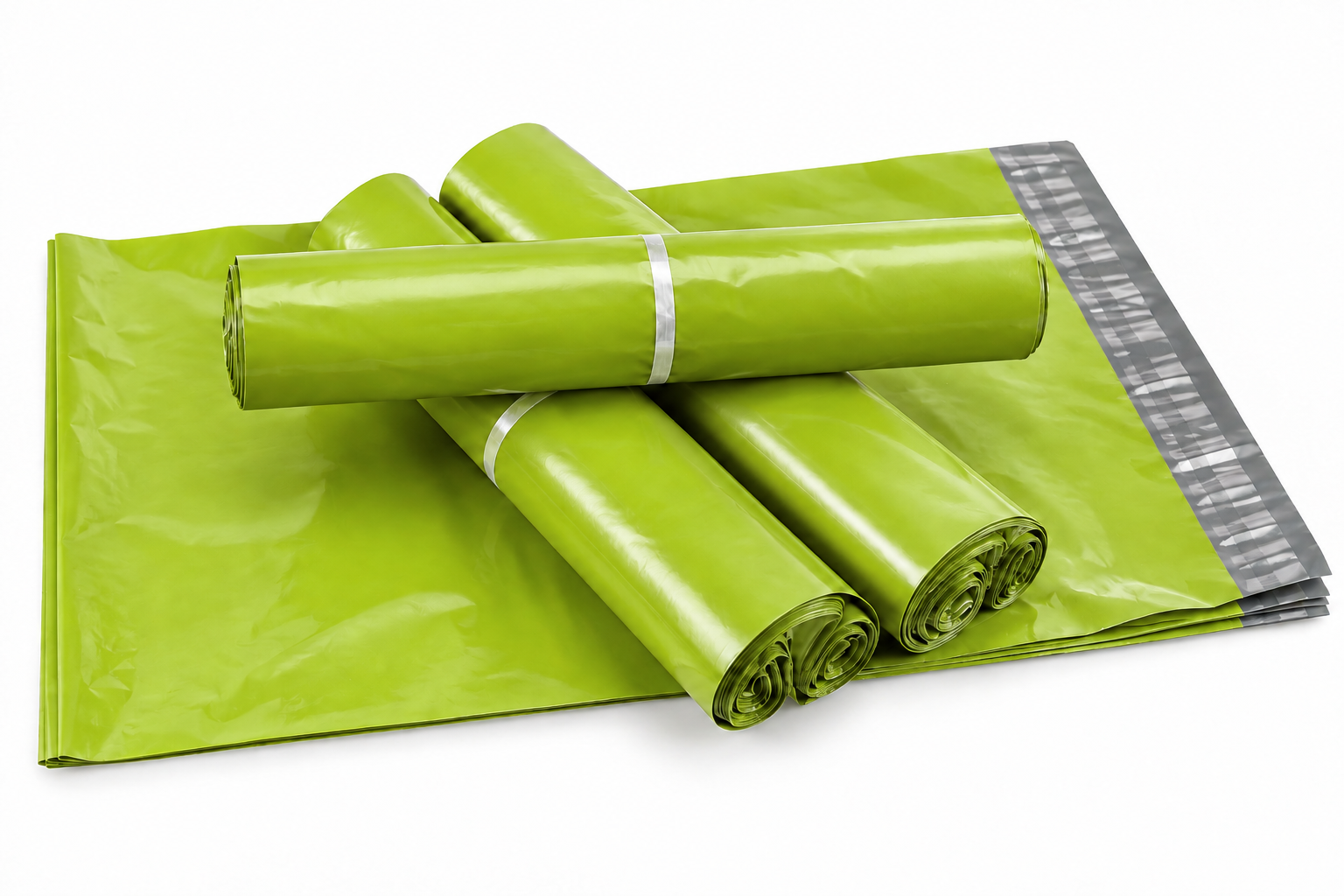 Set 100 buc pungi curierat 350x450 mm, 60 µm, Verde/Olive, PE (polietilena), NEW
