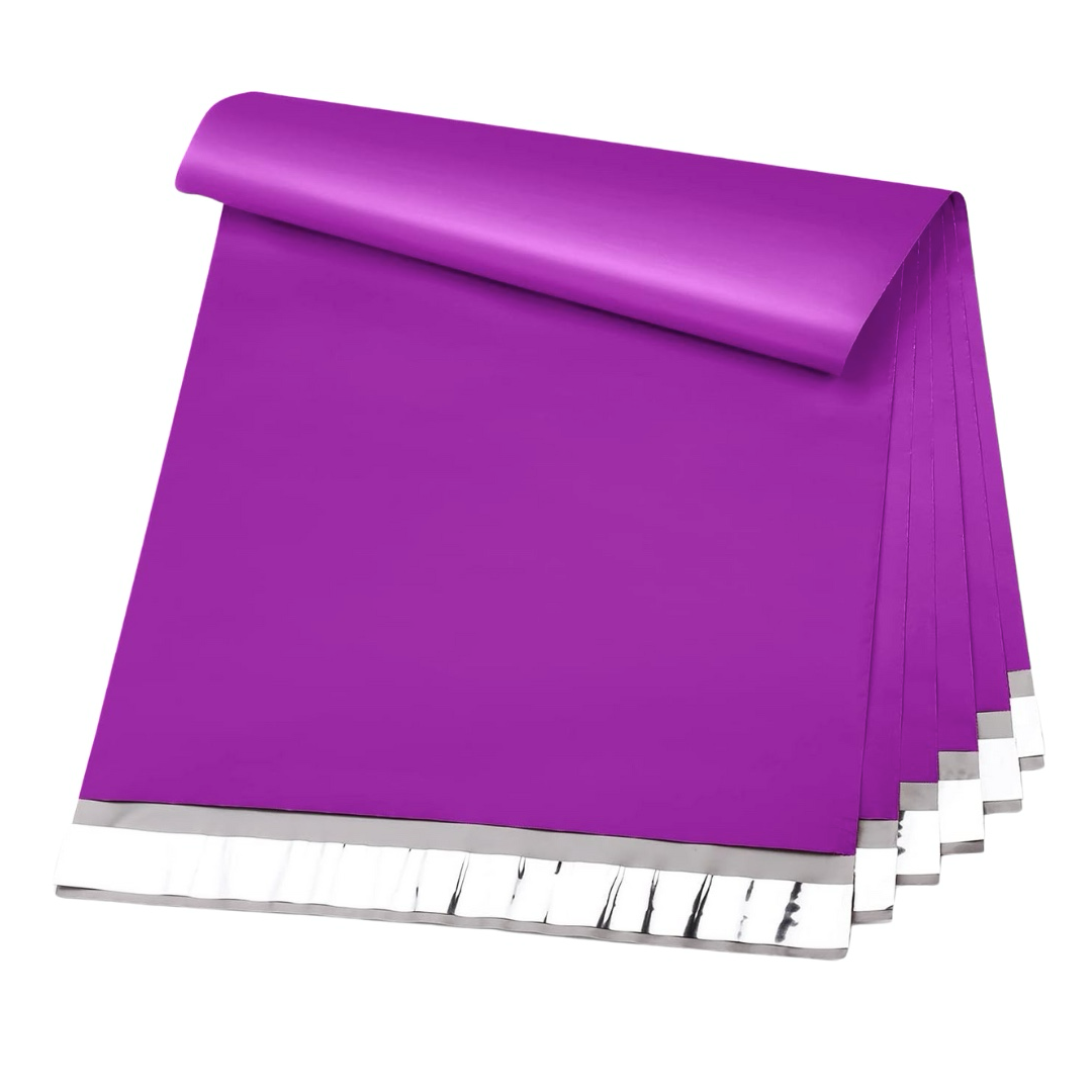 Set 100 buc pungi curierat 320x460 mm, fara buzunar, 40 µm, Mov, PE (polietilena)