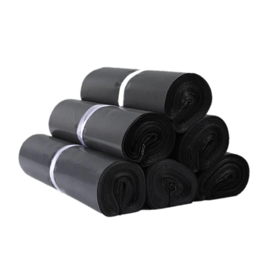 Set 100 buc pungi curierat 350x460 mm, 60 µm, NEGRU, PE (polietilena), NEW