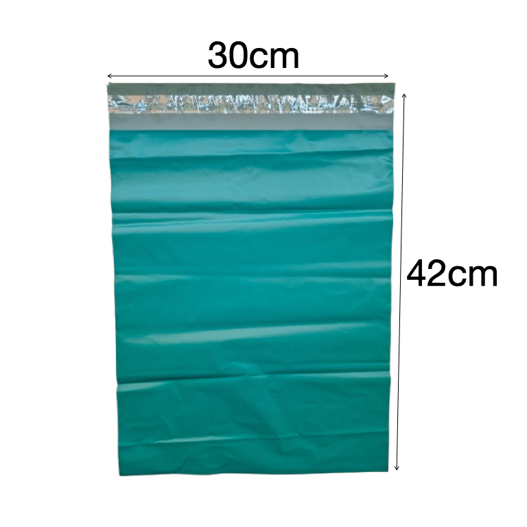 Set 100 buc pungi curierat 300x420 mm, fara buzunar, 45 µm, Verde, PE (polietilena)