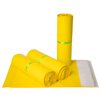 Set 100 buc pungi curierat 350x450 mm, fara buzunar, 55 µm, galben, PE (polietilena), NEW