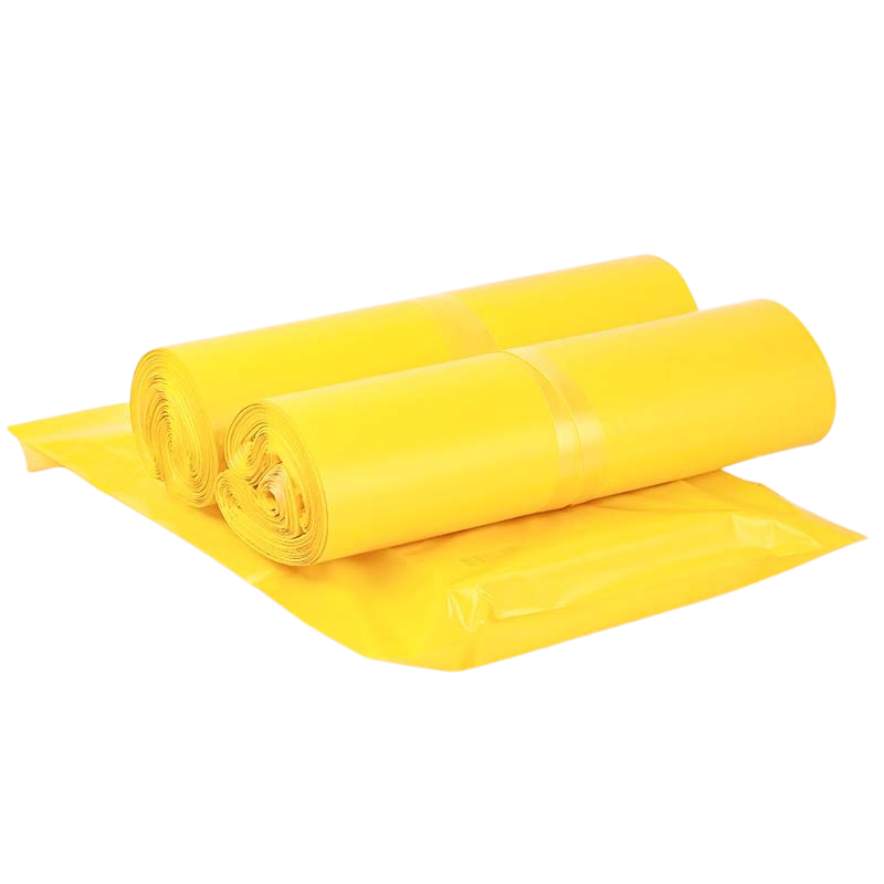 Set 100 buc pungi curierat 350x450 mm, fara buzunar, 55 µm, galben, PE (polietilena), NEW