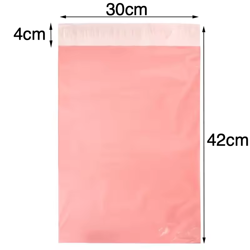 Set 100 buc pungi curierat 300x420 mm, fara buzunar, 45 µm, Roz, PE (polietilena)