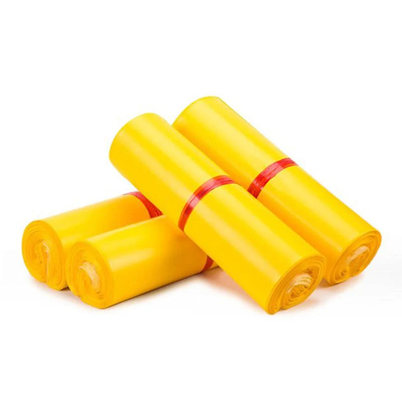 Set 100 buc pungi curierat 350x450 mm, fara buzunar, 55 µm, galben, PE (polietilena), NEW