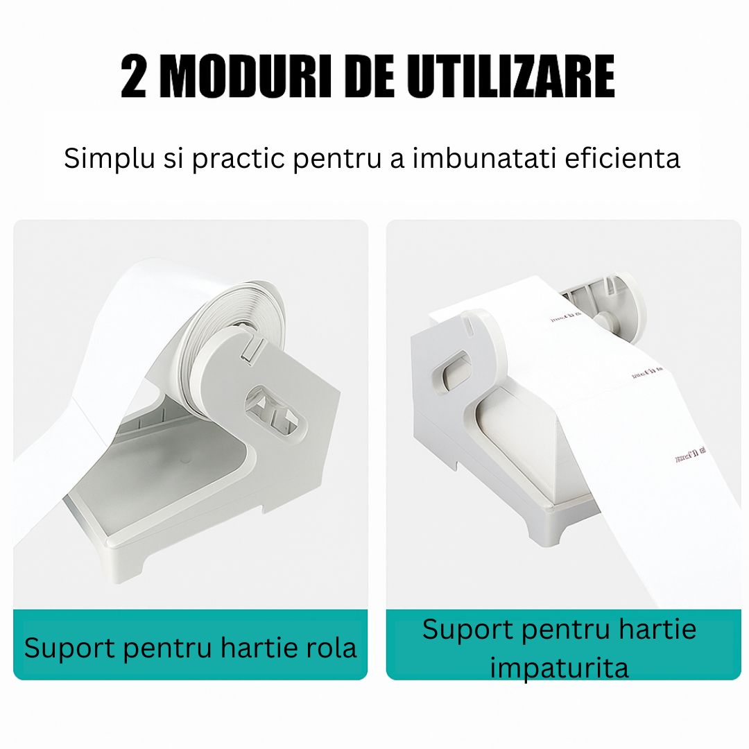 Suport imprimanta etichete AWB pentru hartie termica 4 inch (100x150mm) – suport role si coli pentru imprimante etichete, culoare alb sau negru